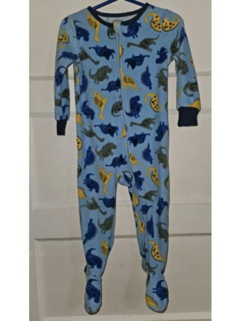 KIDS HEADQUARTERS Blue Dinosaur Print Fleece Blanket Sleeper Pajamas Boys 2T